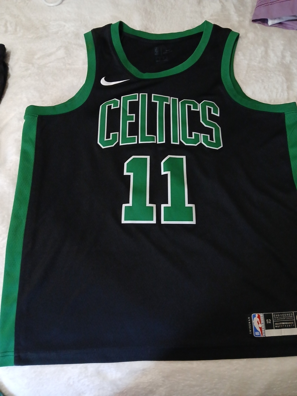 Nike Black and Green Celtics #11 Basketball Jersey